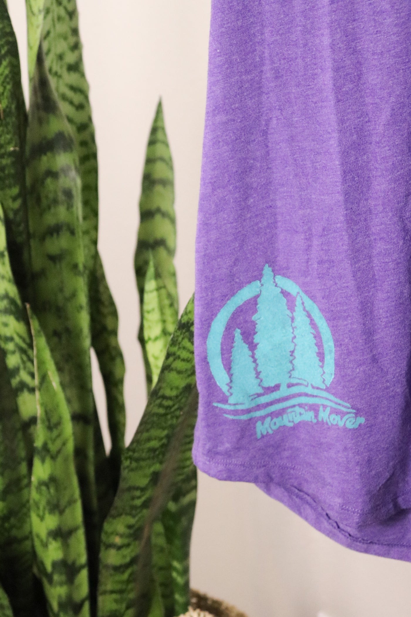 Purple tank top with blue three tree stamp