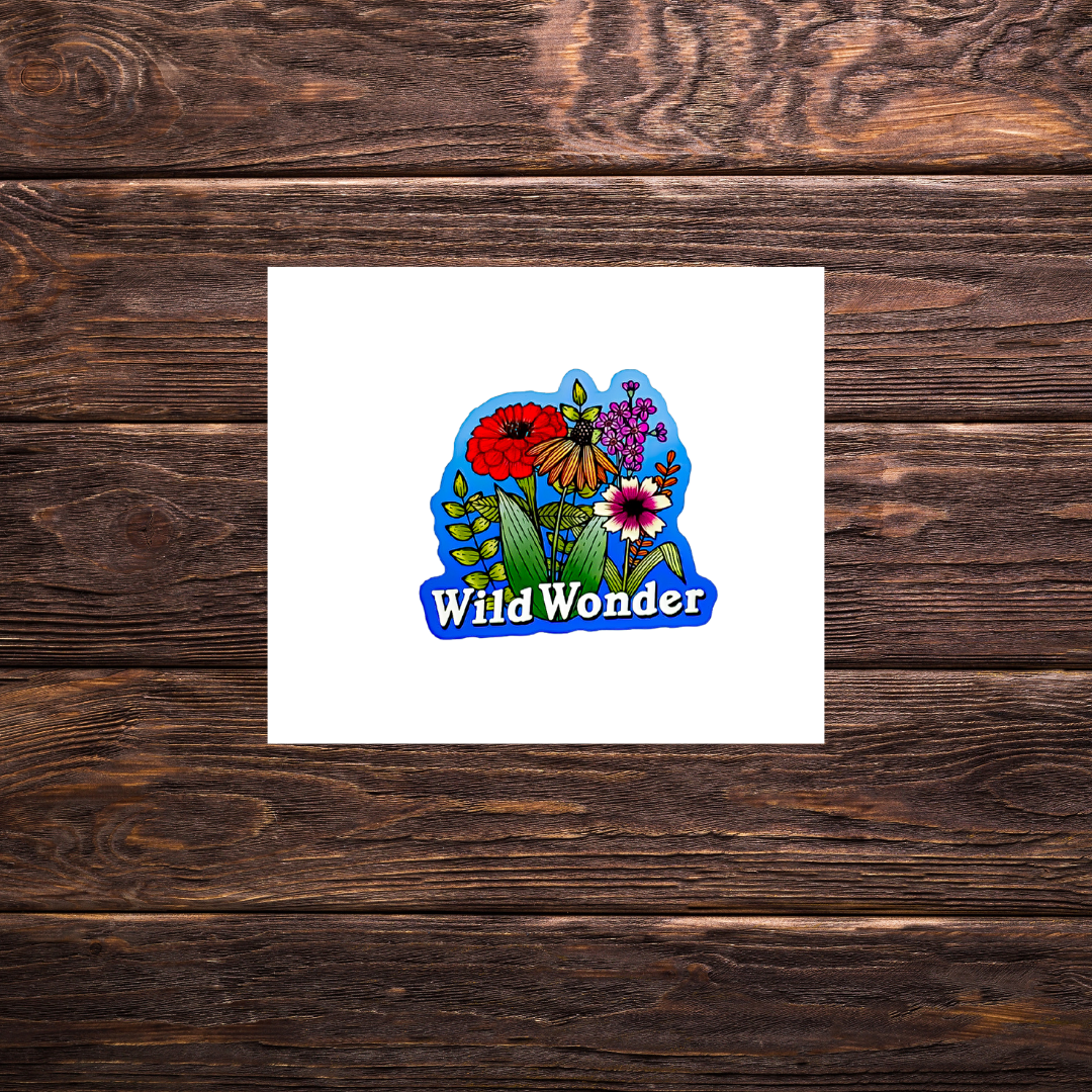 “Wild wonder” sticker with flowers