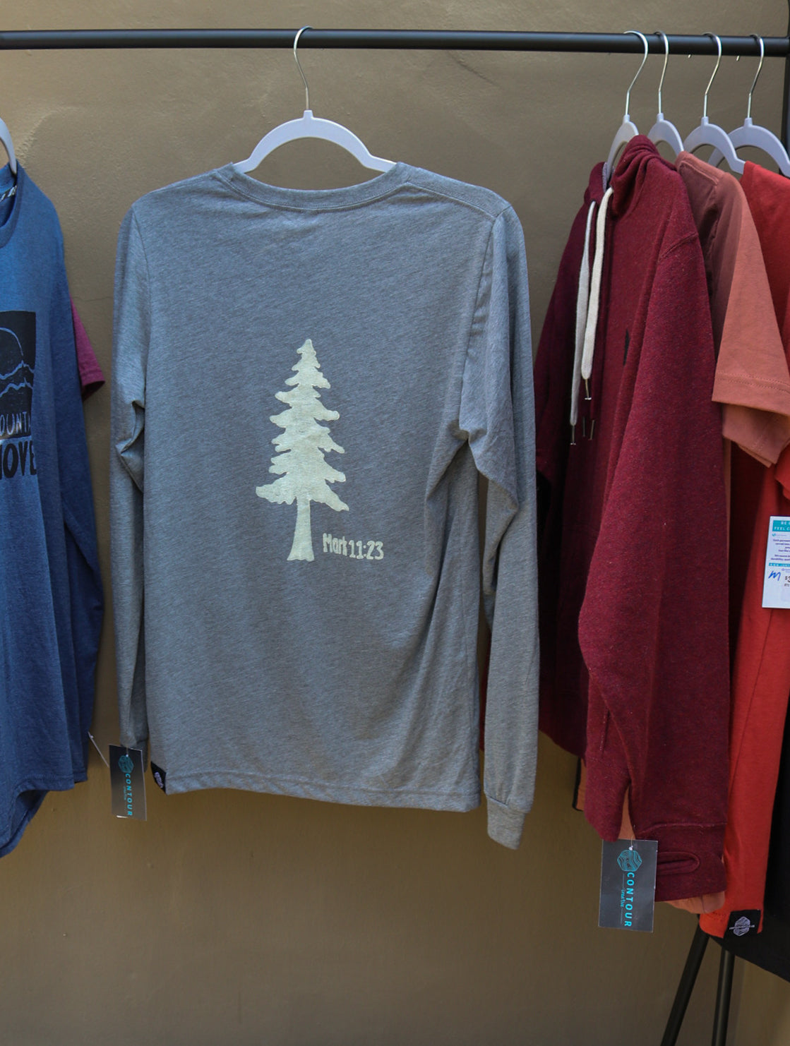Single Tree and Mountain Scene Long Sleeved T-Shirt